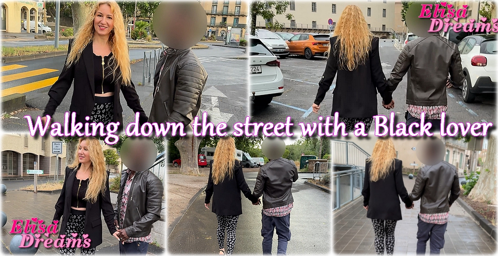 Walking down the street with a Black lover (fetish video)